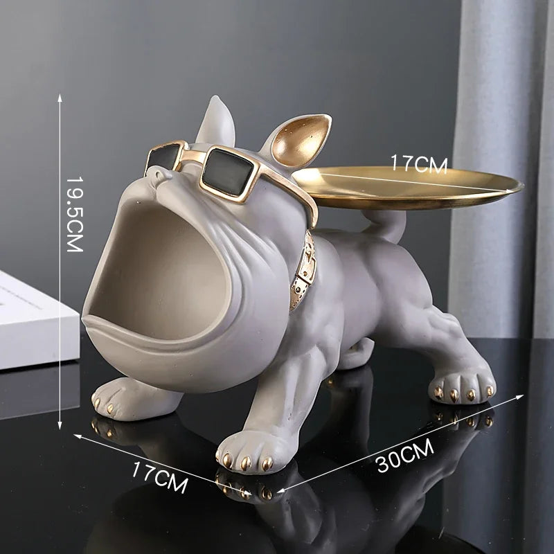 Resin Bulldog Storage Box - 30cm Dog Figurine Home Decor