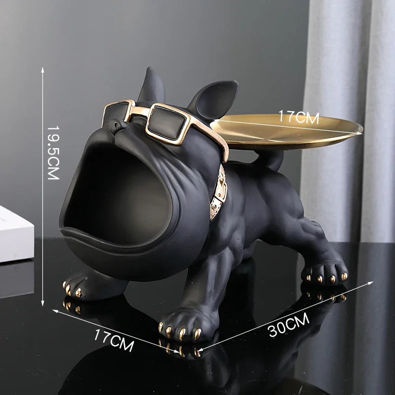 Resin Bulldog Storage Box - 30cm Dog Figurine Home Decor