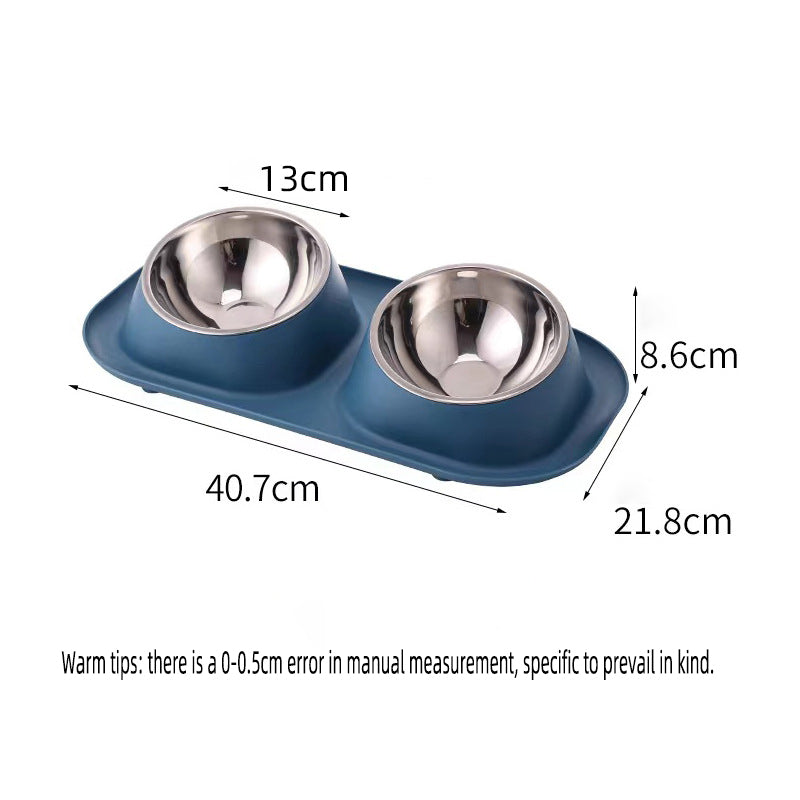 Non-Slip Stainless Steel Pet Bowl - Double Cat Dog Feeder