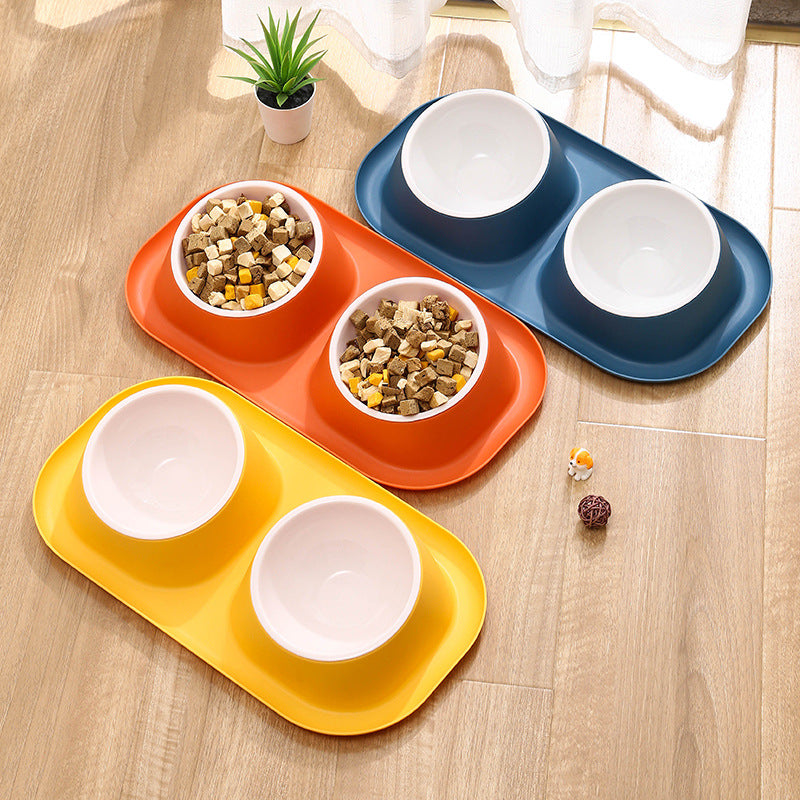 Non-Slip Stainless Steel Pet Bowl - Double Cat Dog Feeder
