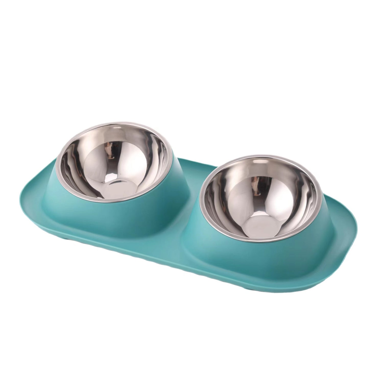 Non-Slip Stainless Steel Pet Bowl - Double Cat Dog Feeder