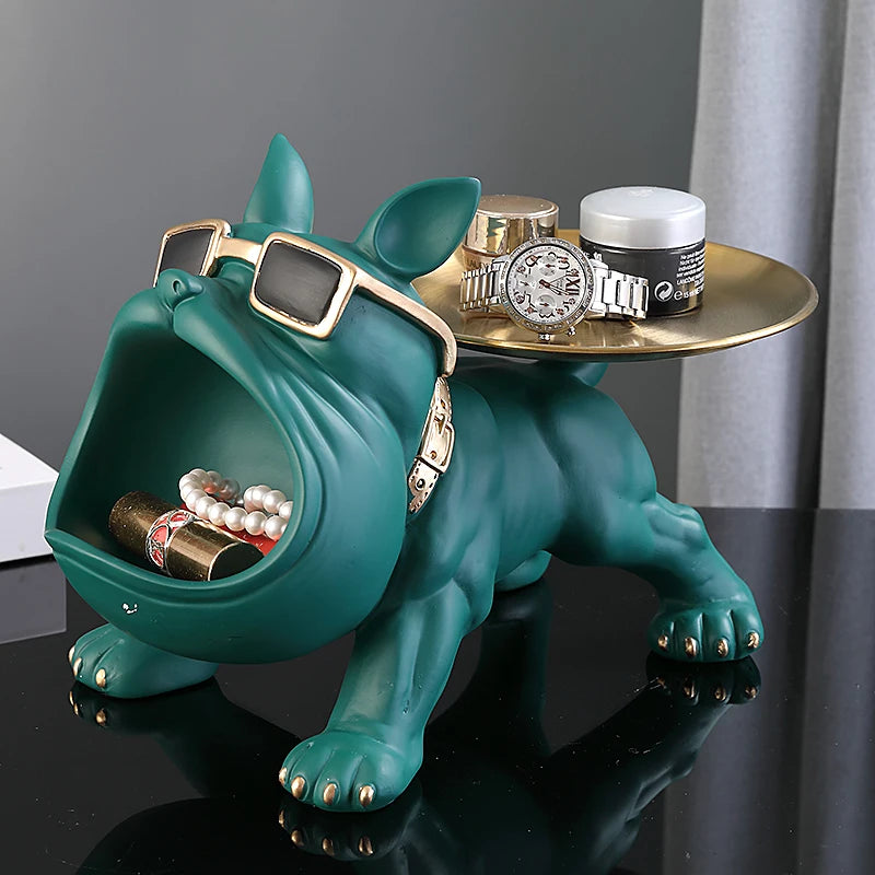 Resin Bulldog Storage Box - 30cm Dog Figurine Home Decor