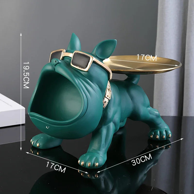 Resin Bulldog Storage Box - 30cm Dog Figurine Home Decor