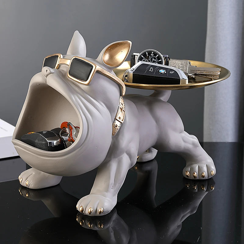 Resin Bulldog Storage Box - 30cm Dog Figurine Home Decor