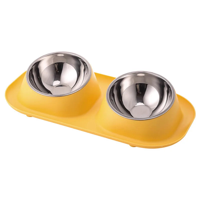 Non-Slip Stainless Steel Pet Bowl - Double Cat Dog Feeder