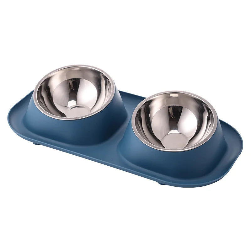 Non-Slip Stainless Steel Pet Bowl - Double Cat Dog Feeder