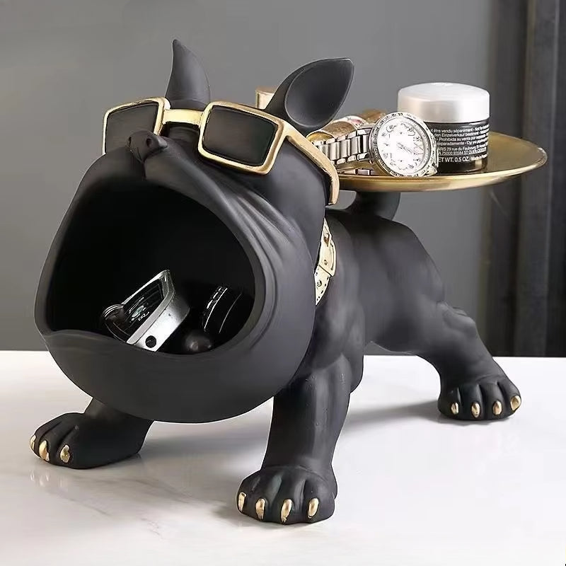 Resin Bulldog Storage Box - 30cm Dog Figurine Home Decor