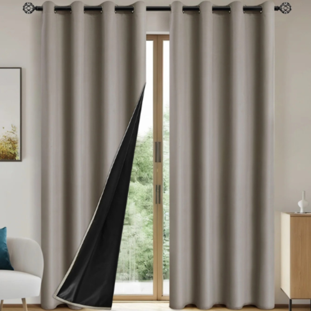 Blackout Curtains- Khaki Curtain 132x241CM -2pcs - 100% UV Block, Bedroom & Living Room