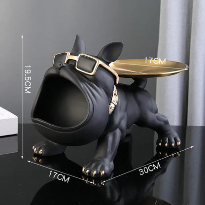 Resin Bulldog Storage Box - 30cm Dog Figurine Home Decor