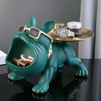 Resin Bulldog Storage Box - 30cm Dog Figurine Home Decor