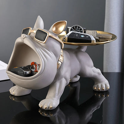 Resin Bulldog Storage Box - 30cm Dog Figurine Home Decor